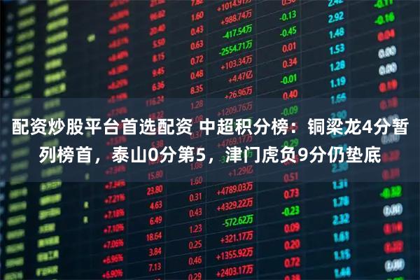 配资炒股平台首选配资 中超积分榜：铜梁龙4分暂列榜首，泰山0分第5，津门虎负9分仍垫底